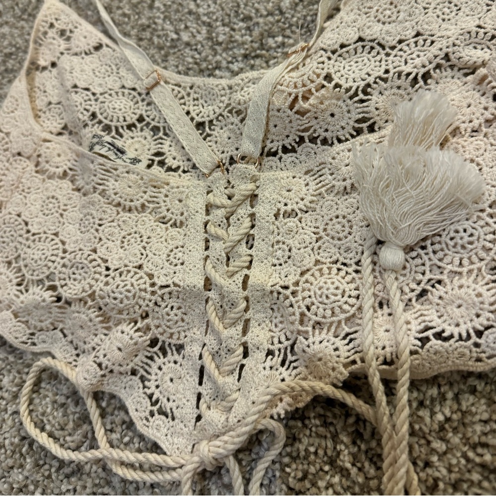 NWOT Free People Gypset Crochet Longline Bralette | Small | Ivory - Picture 8 of 8